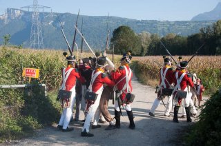 Vourey en Isère. Une troupe napoléonienne affronte l'ennemi