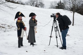 Laffrey. Commémoration du 7 mars à la prairie de la rencontre. Interview de Jean-Gérald Garcin qui incarne Napoléon