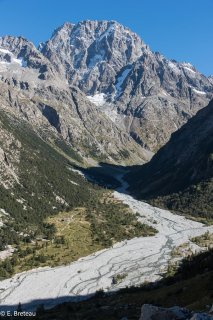 Vallée du Vénéon. Plan du Carrelet, refuge du Carrelet et sommet de L'Ailefroide