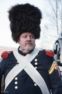 Soldat napoléonien. Reconstitution du bicentenaire à la prairie de la rencontre à Laffrey (Isère). 7 mars 2015