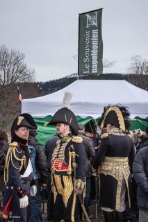 Association du Souvenir napoléonien. Reconstitution historique pour le bicentenaire à la prairie de la Rencontre à Laffrey (Isère). 7 mars 2015