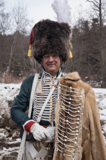 Soldat napoléonien. Reconstitution du bicentenaire à la prairie de la rencontre à Laffrey (Isère). 7 mars 2015