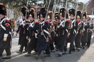 Défilé à Vizille (Isère). Reconstitution historique pour le bicentenaire de la remontée de Napoléon et de sa troupe de l'Ile d'Elbe.