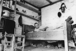 Pascal, berger au col d'Allos. Avec ses chiens ils se reposent aux heures chaudes